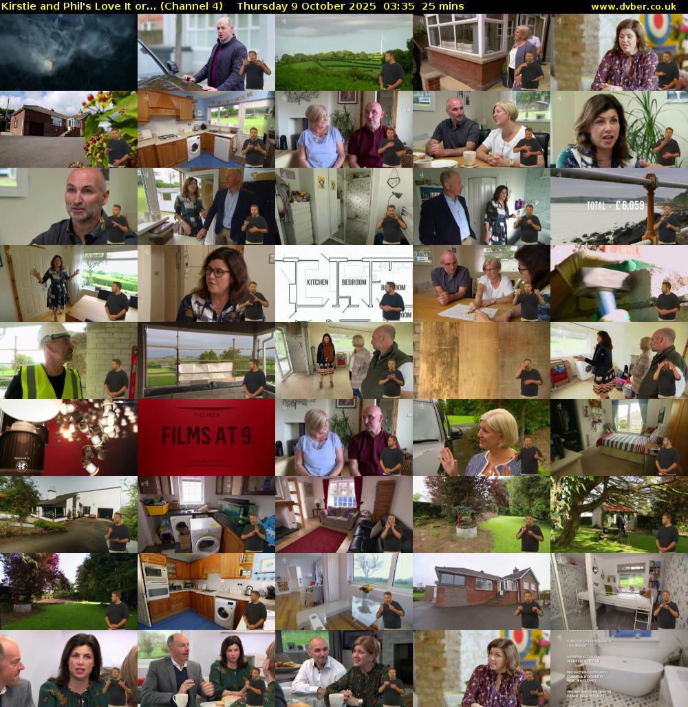 Kirstie and Phil's Love It or... (Channel 4) Thursday 9 October 2025 03:35 - 04:00