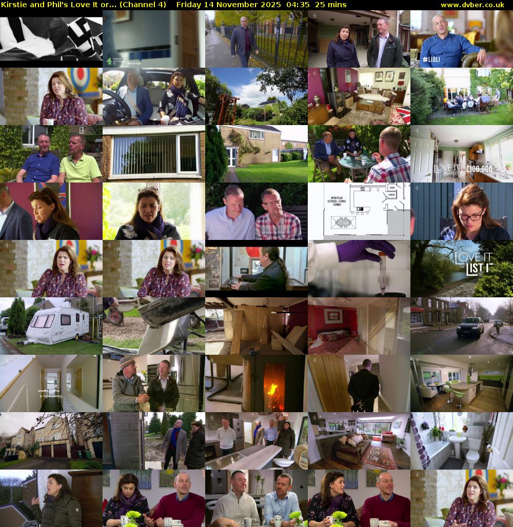 Kirstie and Phil's Love It or... (Channel 4) Friday 14 November 2025 04:35 - 05:00