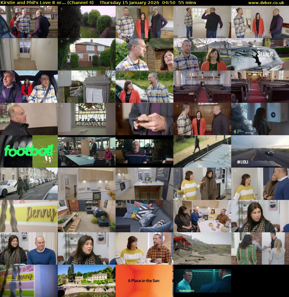 Kirstie and Phil's Love It or... (Channel 4) Thursday 15 January 2026 04:50 - 05:45