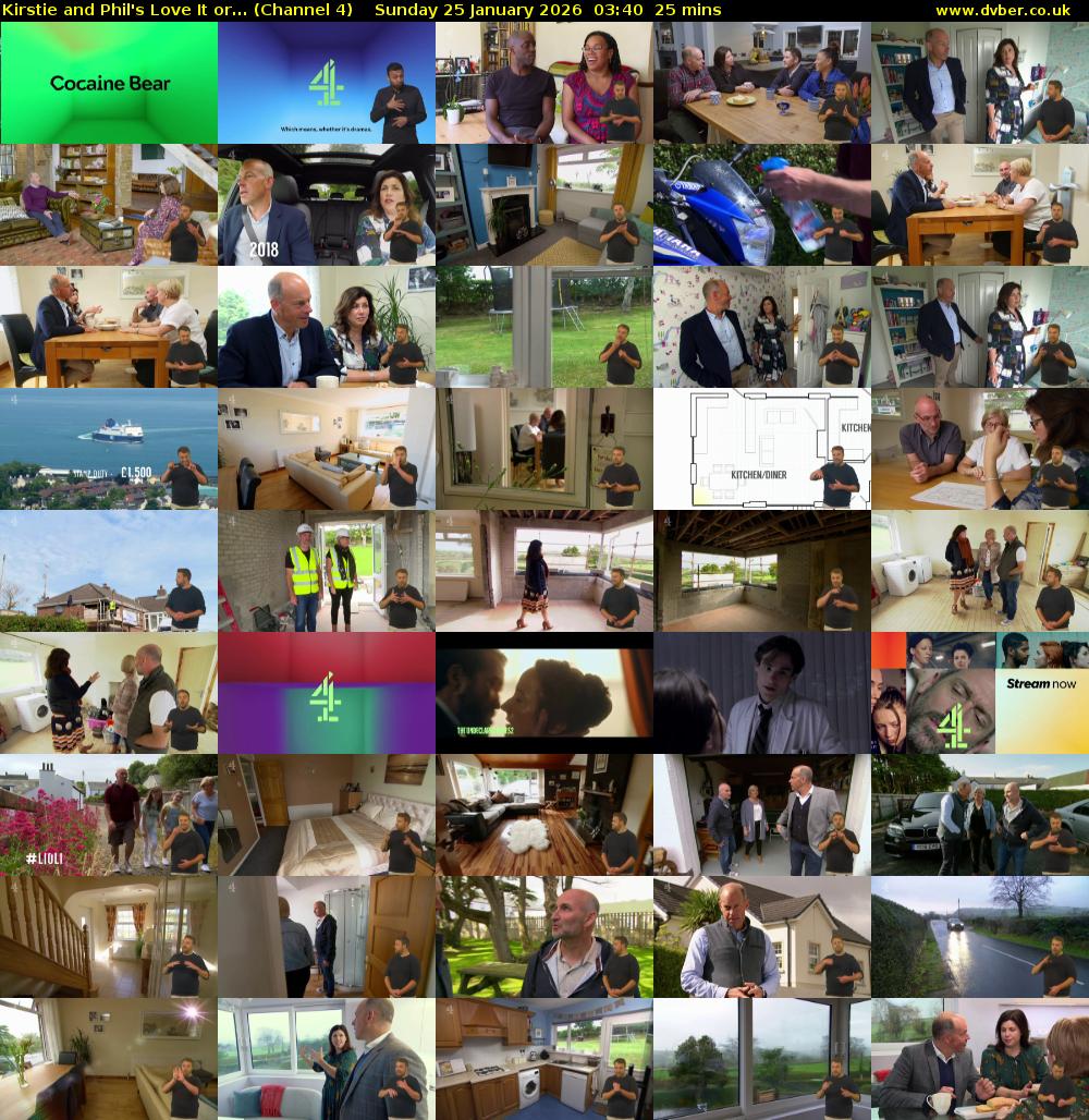 Kirstie and Phil's Love It or... (Channel 4) Sunday 25 January 2026 03:40 - 04:05