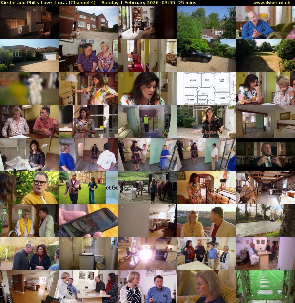 Kirstie and Phil's Love It or... (Channel 4) Sunday 1 February 2026 03:55 - 04:20