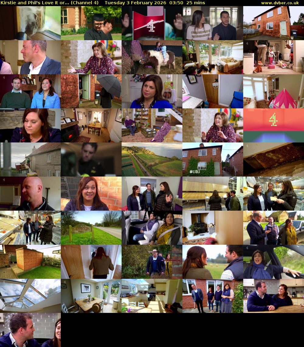 Kirstie and Phil's Love It or... (Channel 4) Tuesday 3 February 2026 03:50 - 04:15