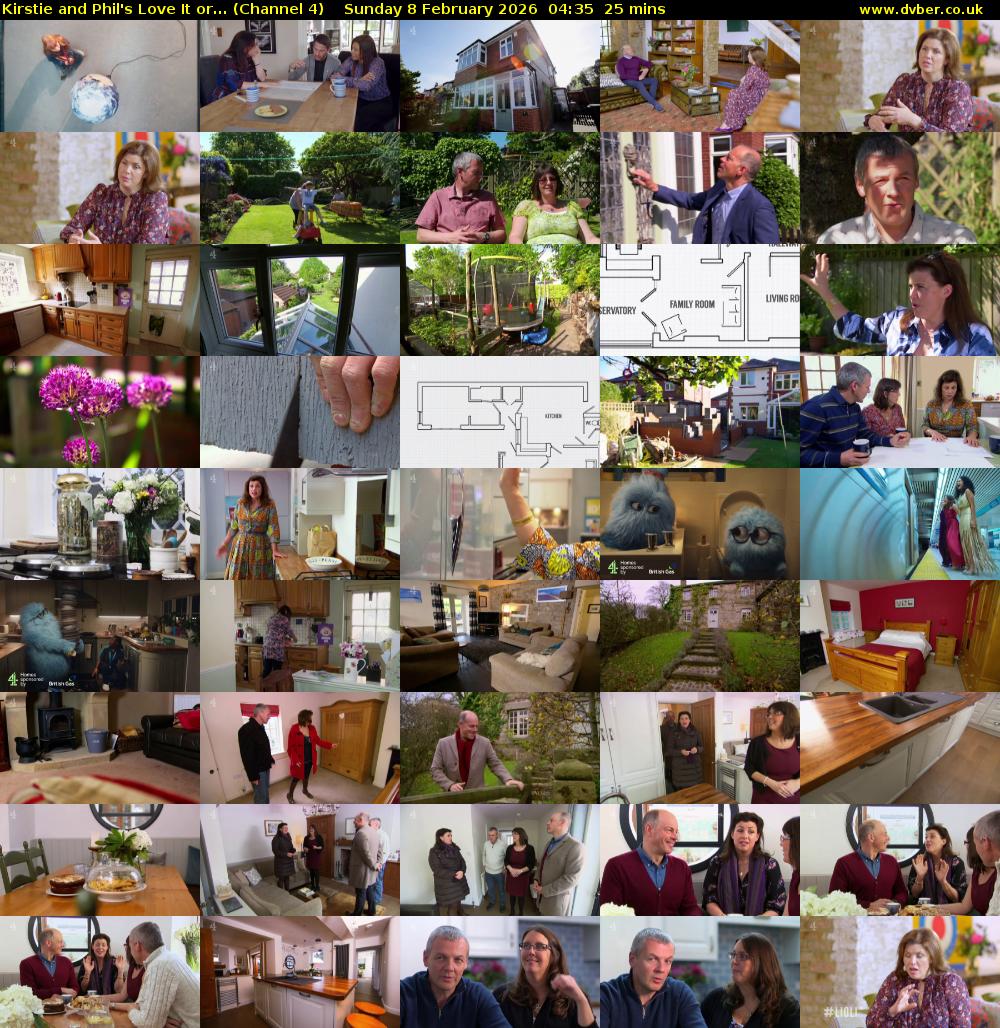 Kirstie and Phil's Love It or... (Channel 4) Sunday 8 February 2026 04:35 - 05:00