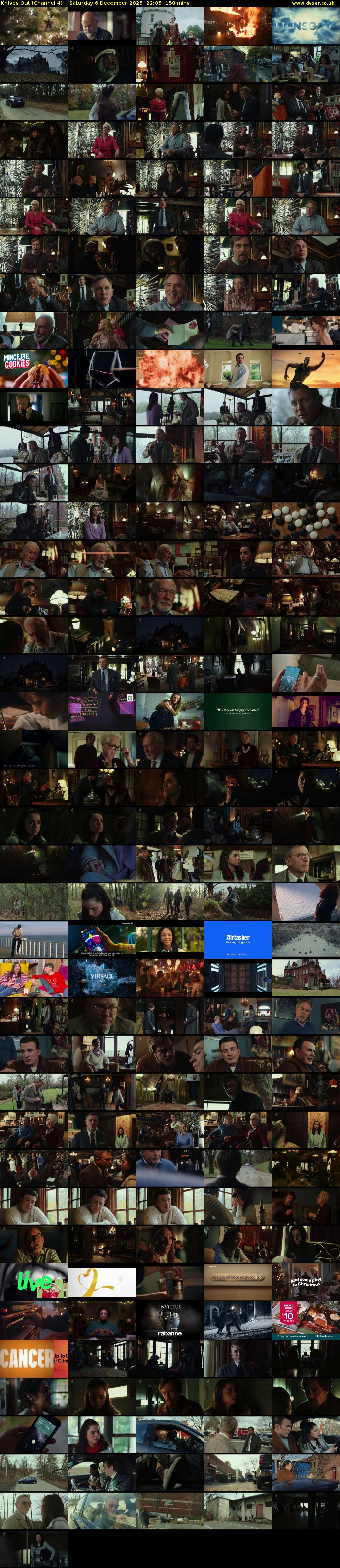 Knives Out (Channel 4) Saturday 6 December 2025 22:05 - 00:35