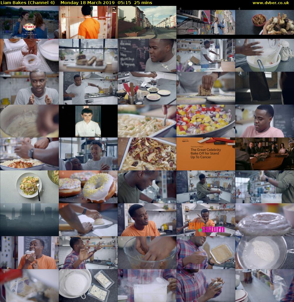 Liam Bakes (Channel 4) Monday 18 March 2019 05:15 - 05:40