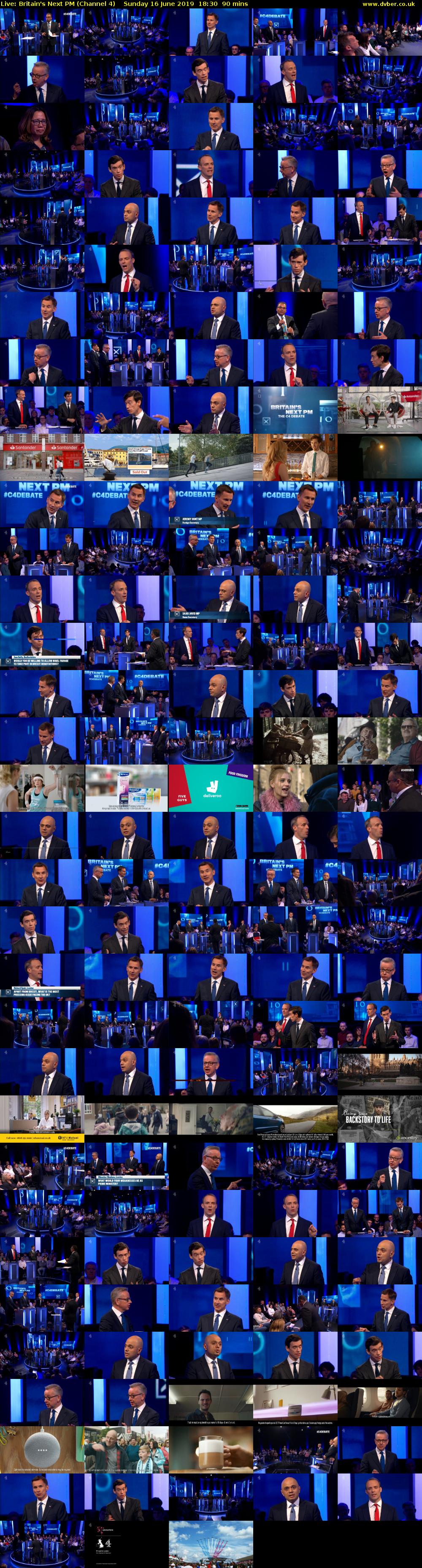 Live: Britain's Next PM (Channel 4) Sunday 16 June 2019 18:30 - 20:00