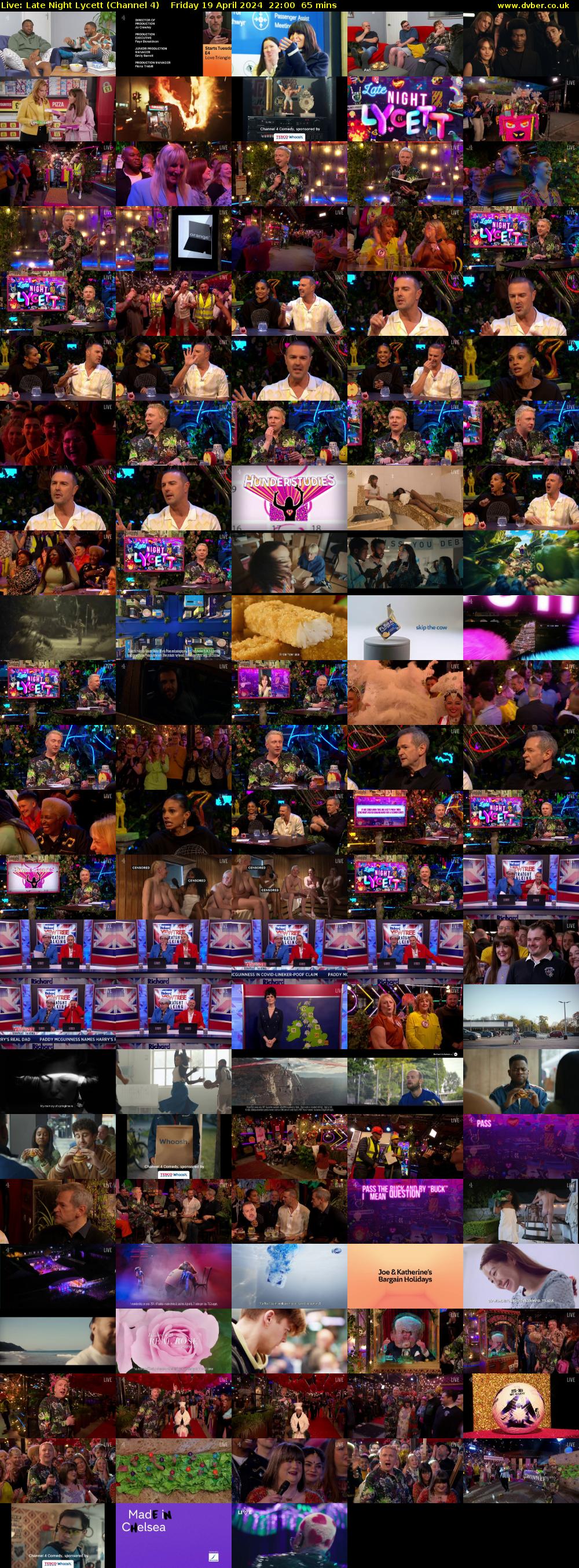 Live: Late Night Lycett (Channel 4) Friday 19 April 2024 22:00 - 23:05