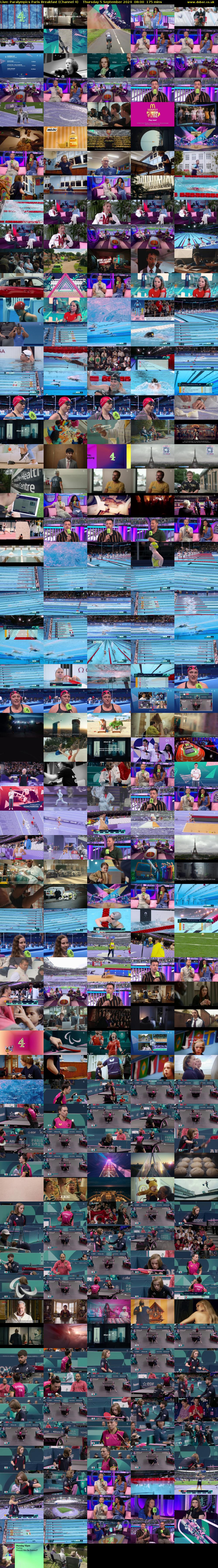 Live: Paralympics Paris Breakfast (Channel 4) Thursday 5 September 2024 08:00 - 10:55
