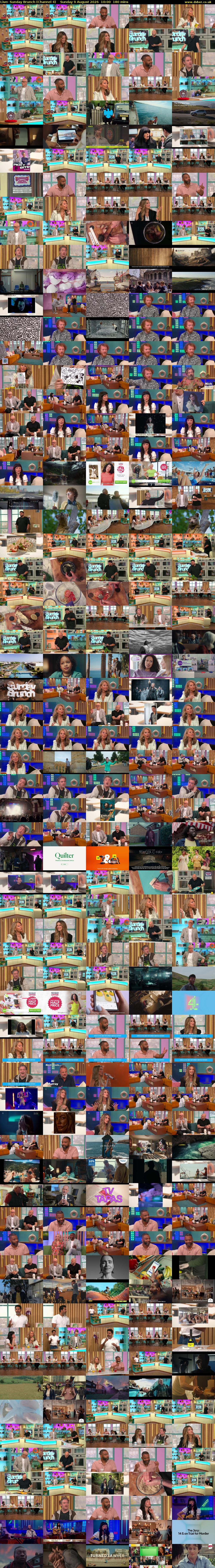Live: Sunday Brunch (Channel 4) Sunday 9 August 2026 10:00 - 13:00