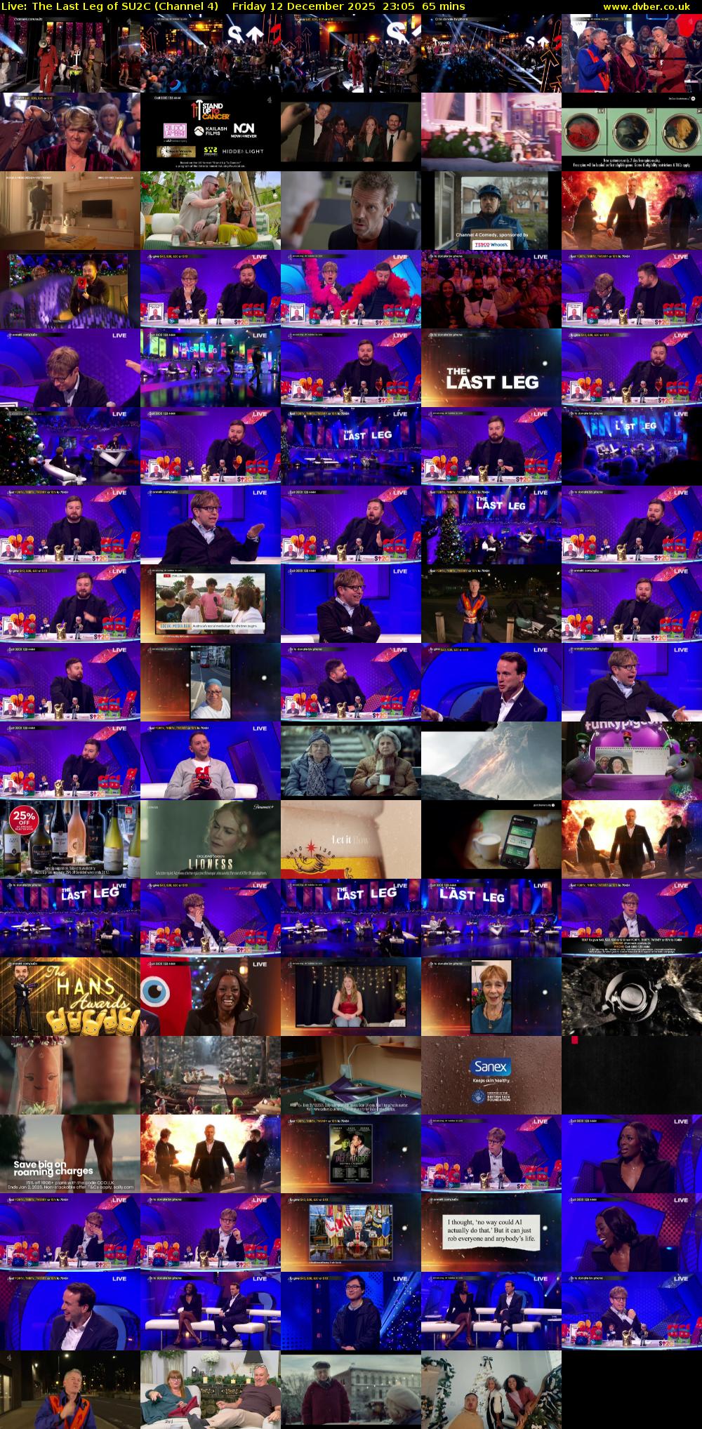 Live: The Last Leg of SU2C (Channel 4) Friday 12 December 2025 23:05 - 00:10