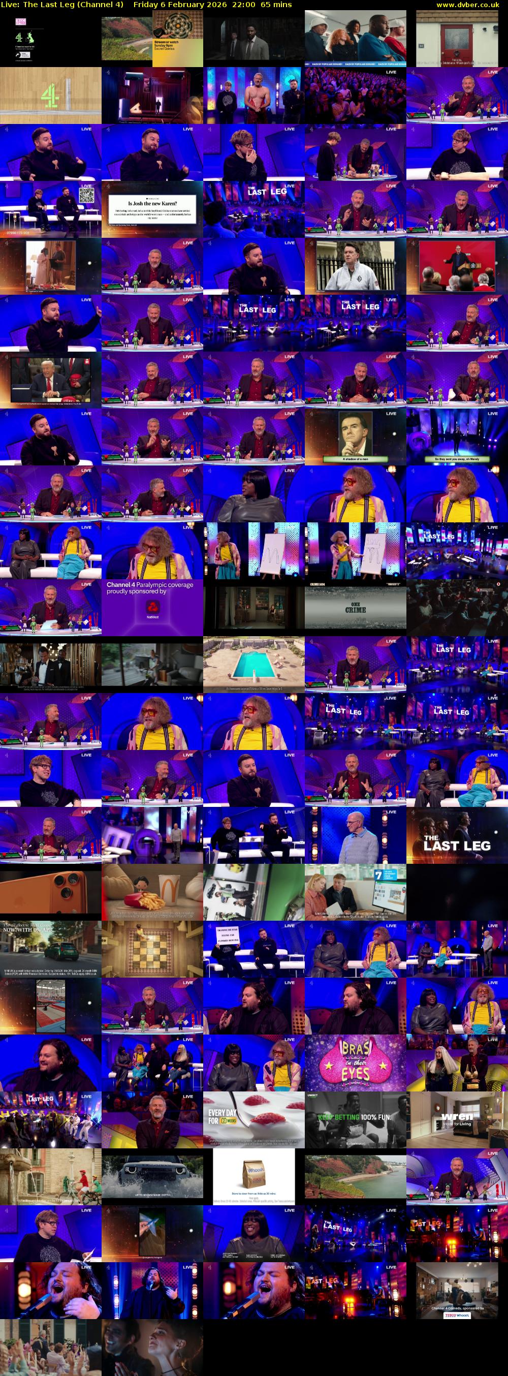 Live: The Last Leg (Channel 4) Friday 6 February 2026 22:00 - 23:05