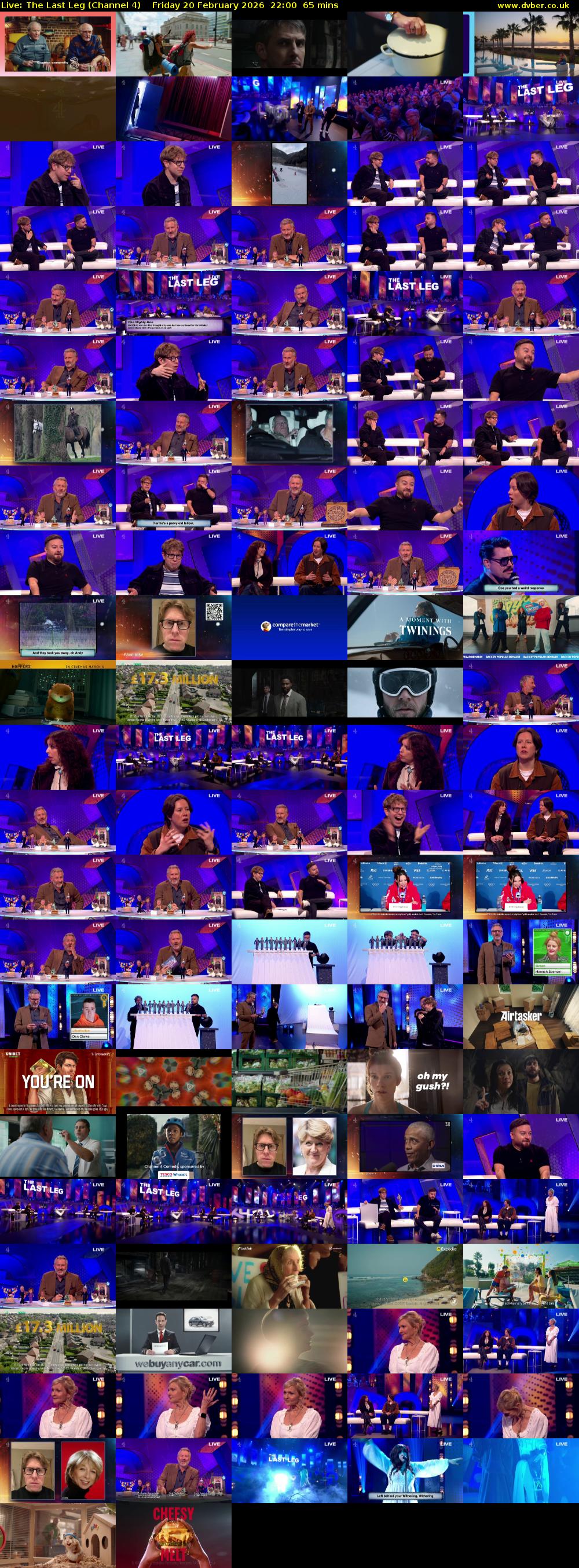 Live: The Last Leg (Channel 4) Friday 20 February 2026 22:00 - 23:05