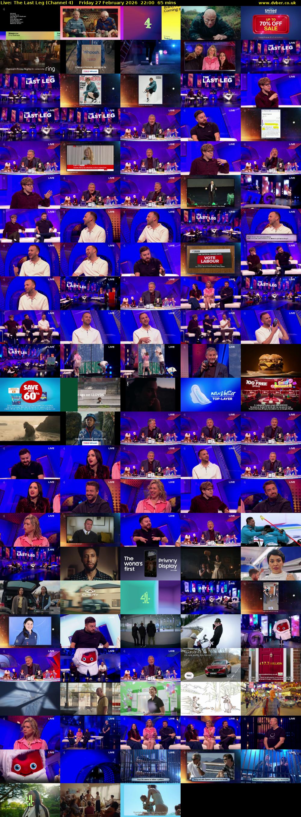 Live: The Last Leg (Channel 4) Friday 27 February 2026 22:00 - 23:05