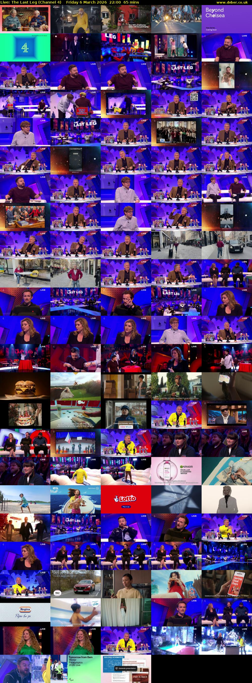 Live: The Last Leg (Channel 4) Friday 6 March 2026 22:00 - 23:05