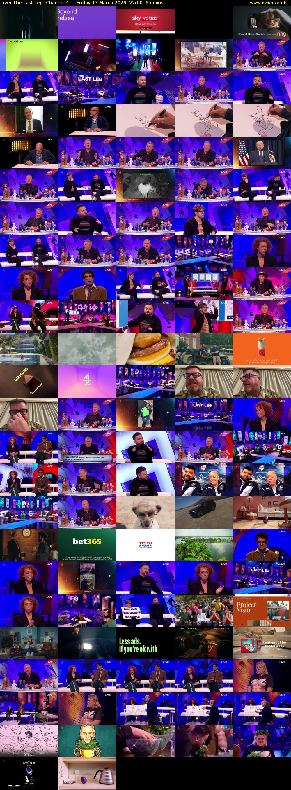 Live: The Last Leg (Channel 4) Friday 13 March 2026 22:00 - 23:05