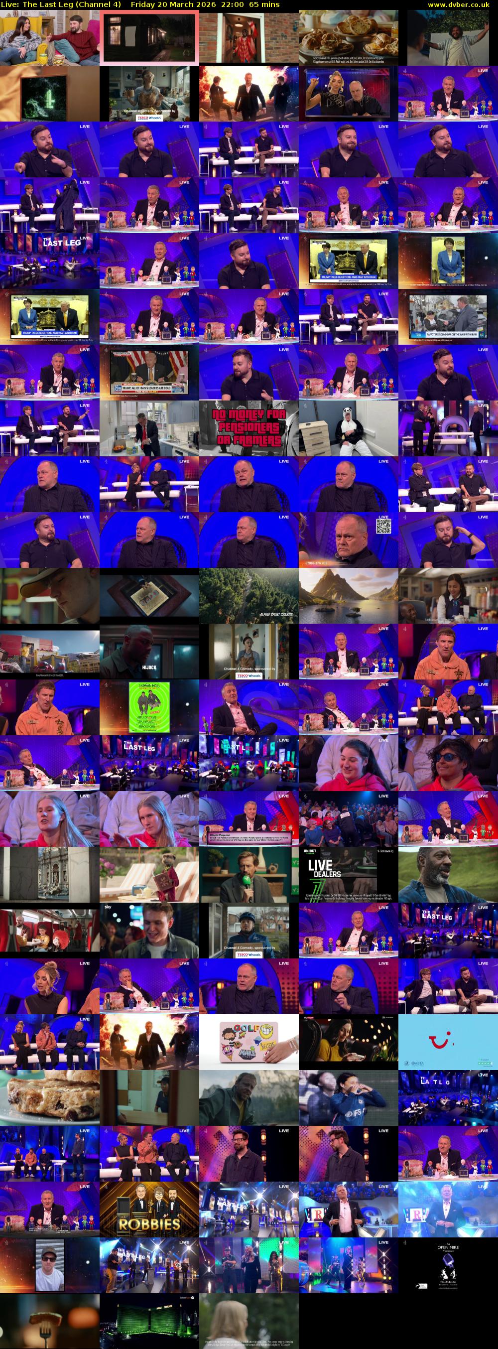 Live: The Last Leg (Channel 4) Friday 20 March 2026 22:00 - 23:05