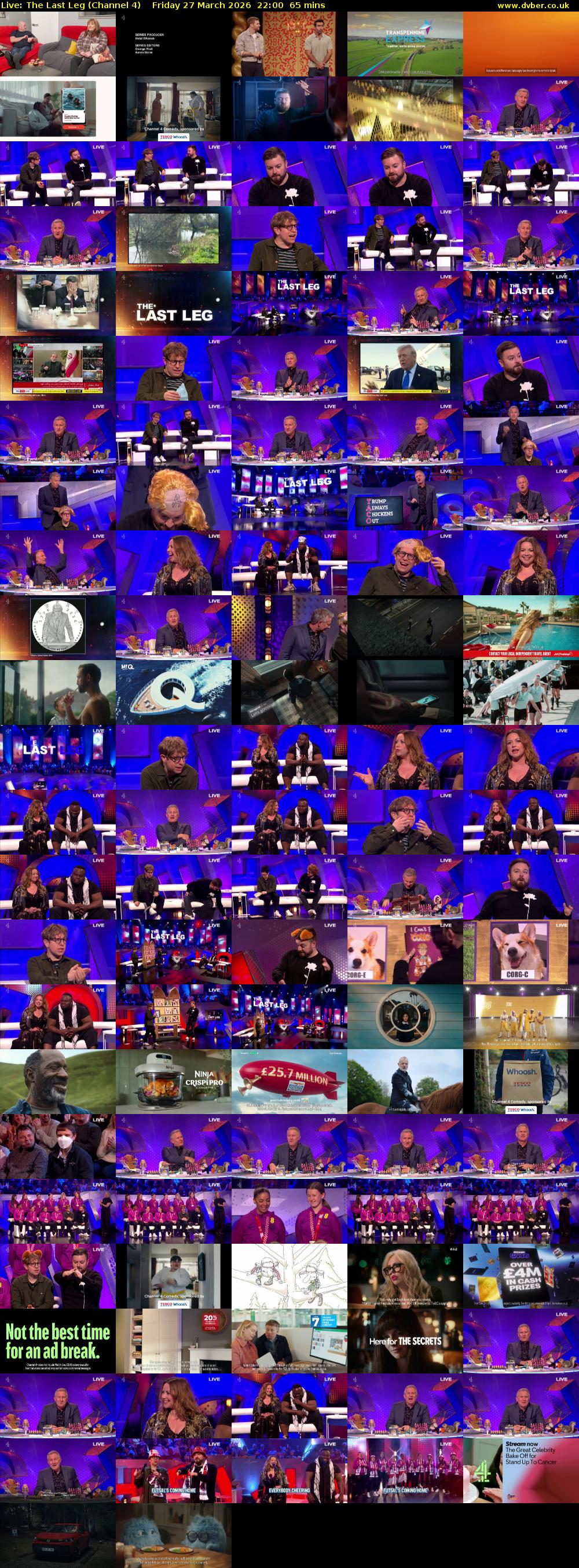 Live: The Last Leg (Channel 4) Friday 27 March 2026 22:00 - 23:05