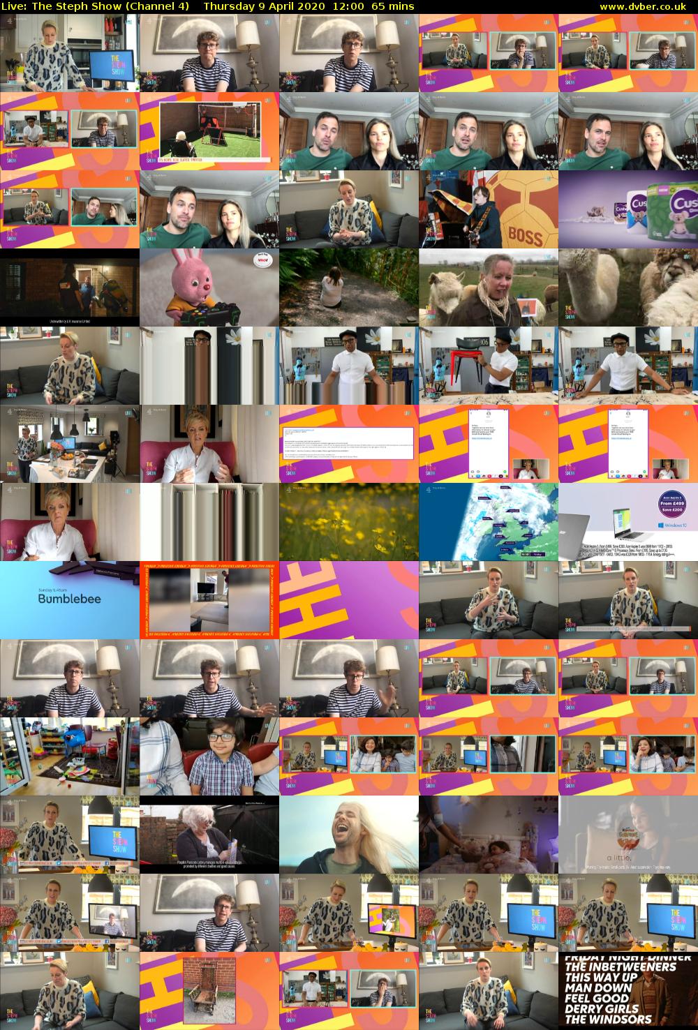 Live: The Steph Show (Channel 4) Thursday 9 April 2020 12:00 - 13:05