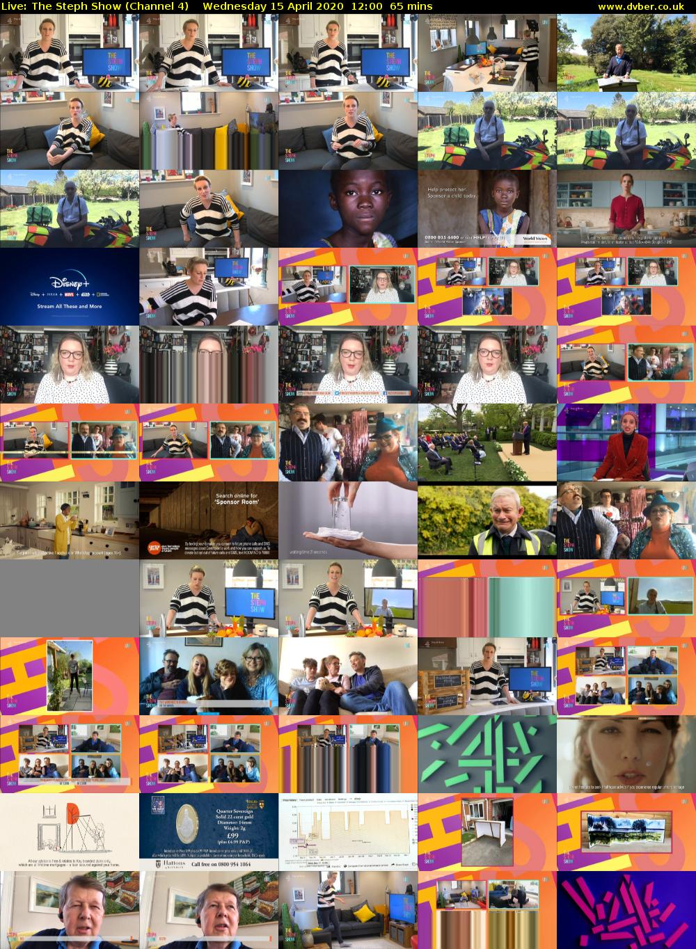 Live: The Steph Show (Channel 4) Wednesday 15 April 2020 12:00 - 13:05