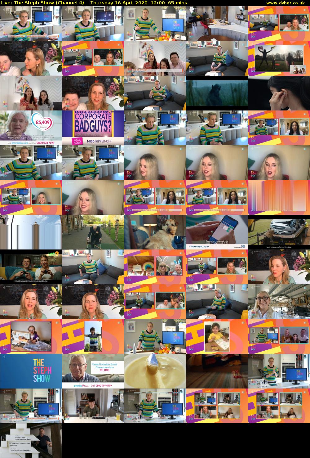 Live: The Steph Show (Channel 4) Thursday 16 April 2020 12:00 - 13:05