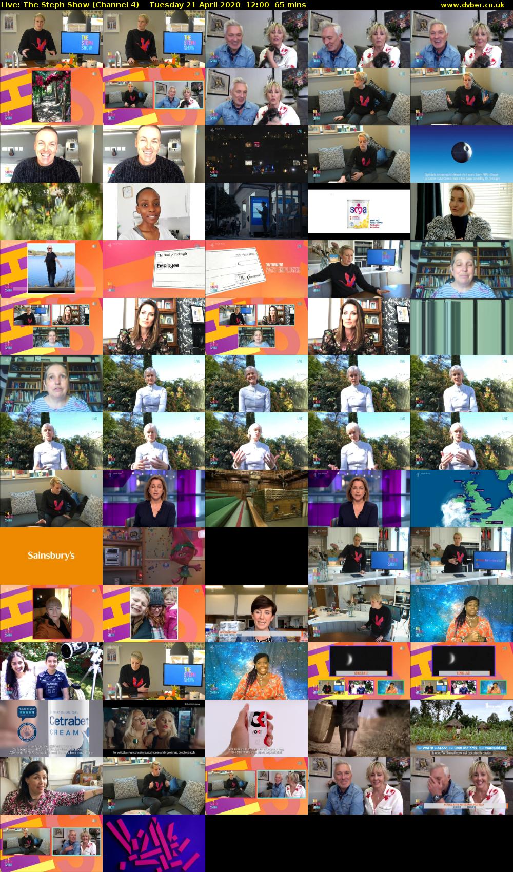 Live: The Steph Show (Channel 4) Tuesday 21 April 2020 12:00 - 13:05