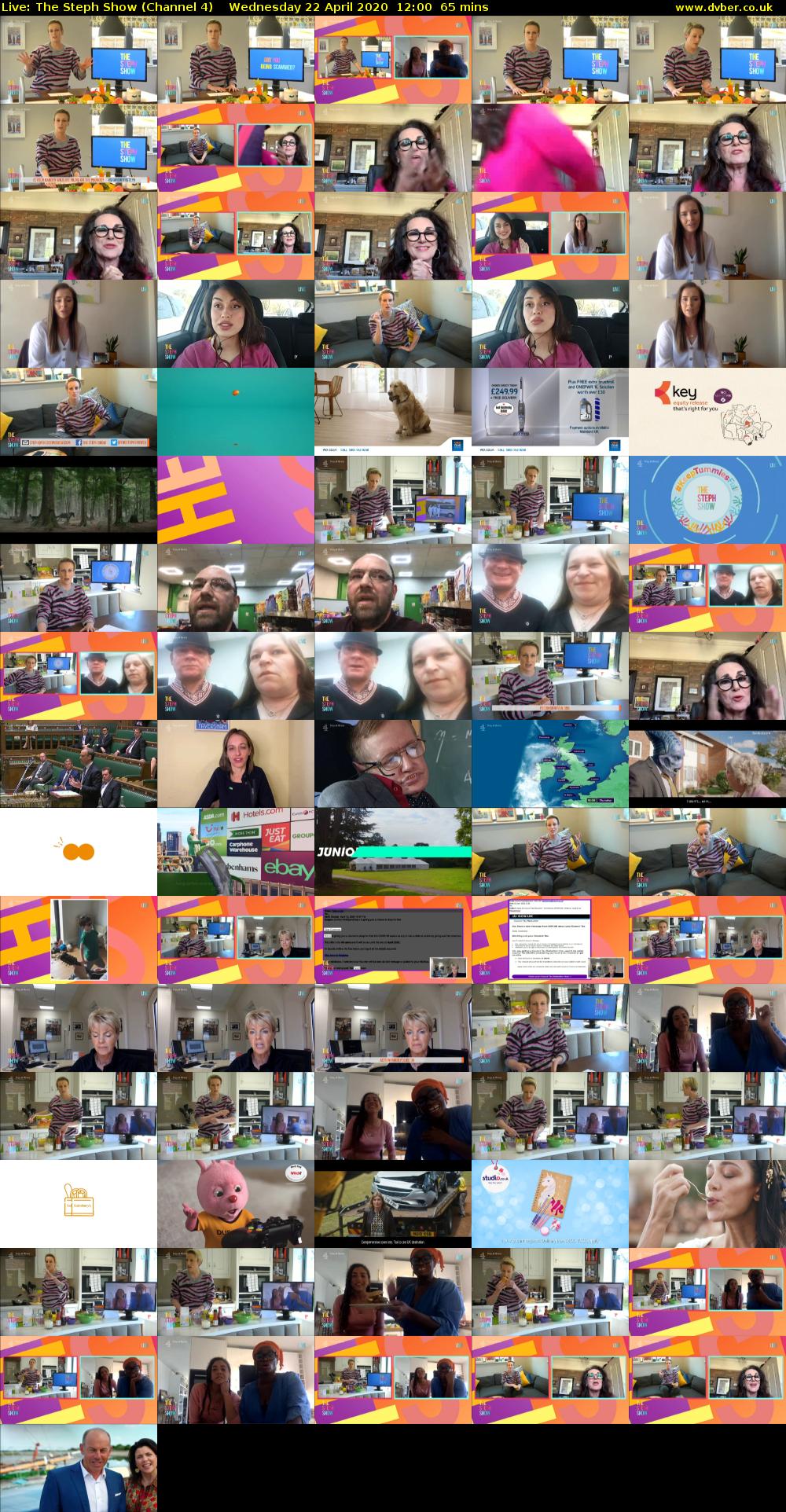 Live: The Steph Show (Channel 4) Wednesday 22 April 2020 12:00 - 13:05