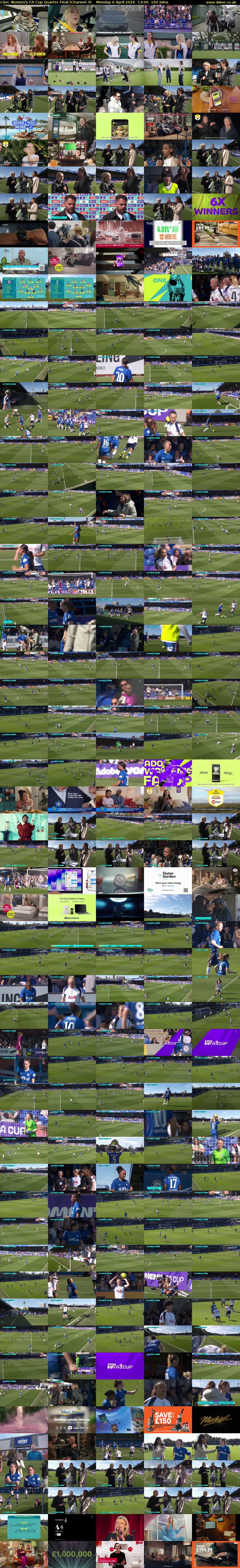 Live: Women's FA Cup Quarter Final (Channel 4) Monday 6 April 2026 13:00 - 15:40