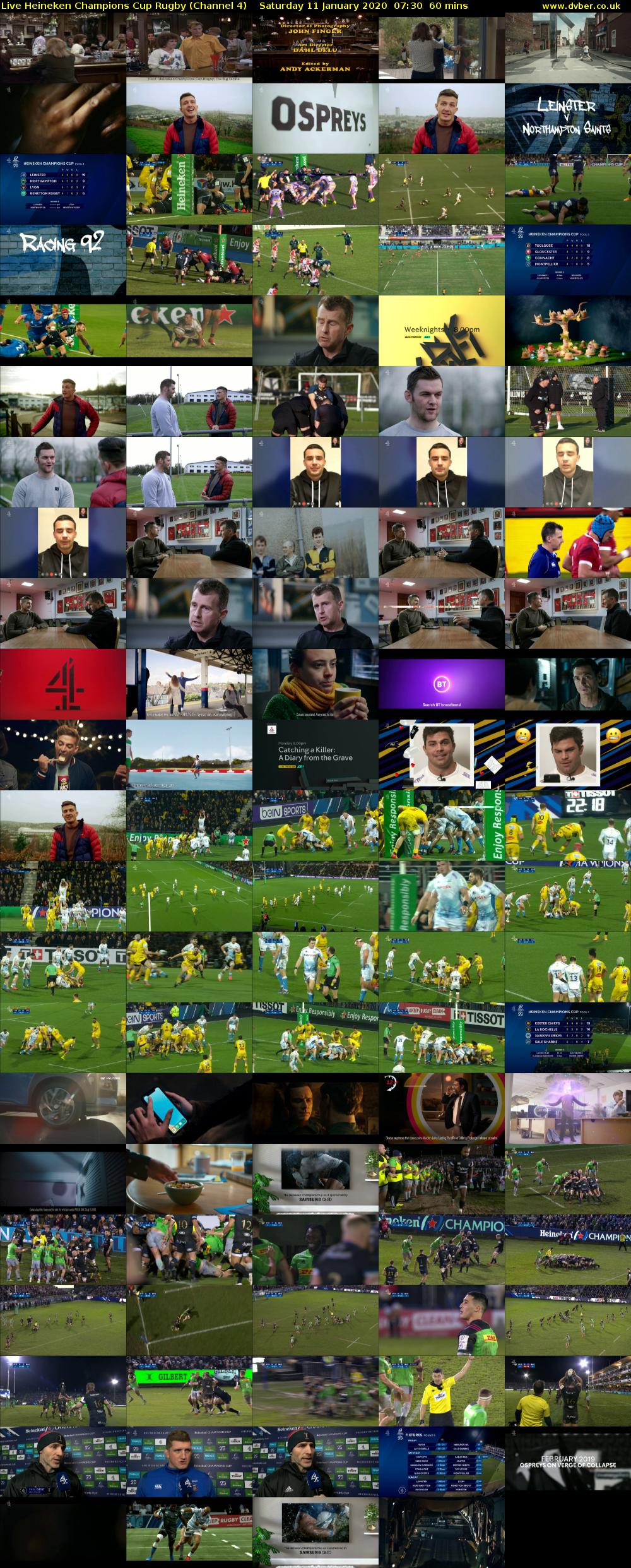Live Heineken Champions Cup Rugby (Channel 4) Saturday 11 January 2020 07:30 - 08:30