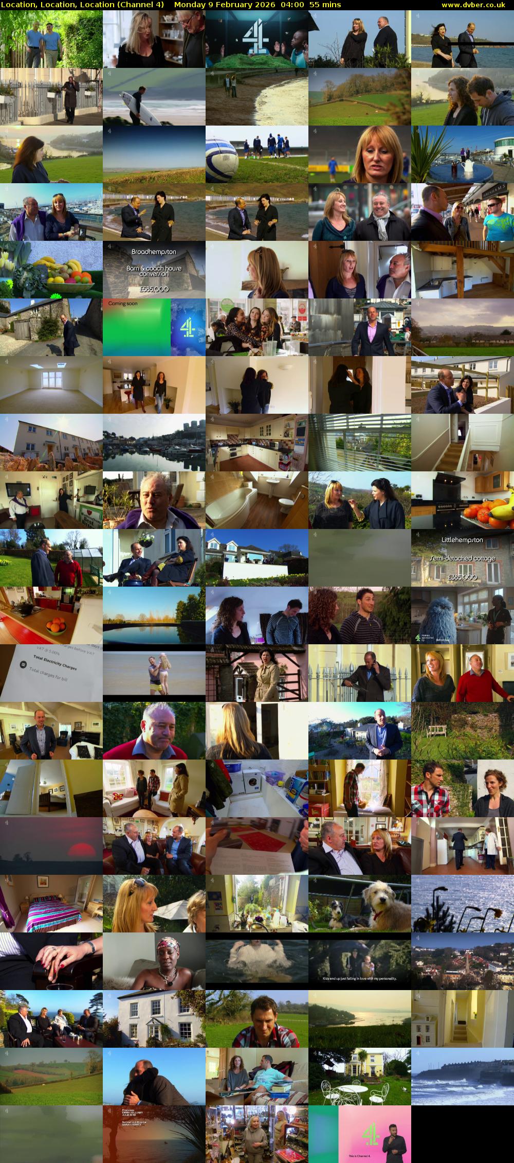 Location, Location, Location (Channel 4) Monday 9 February 2026 04:00 - 04:55