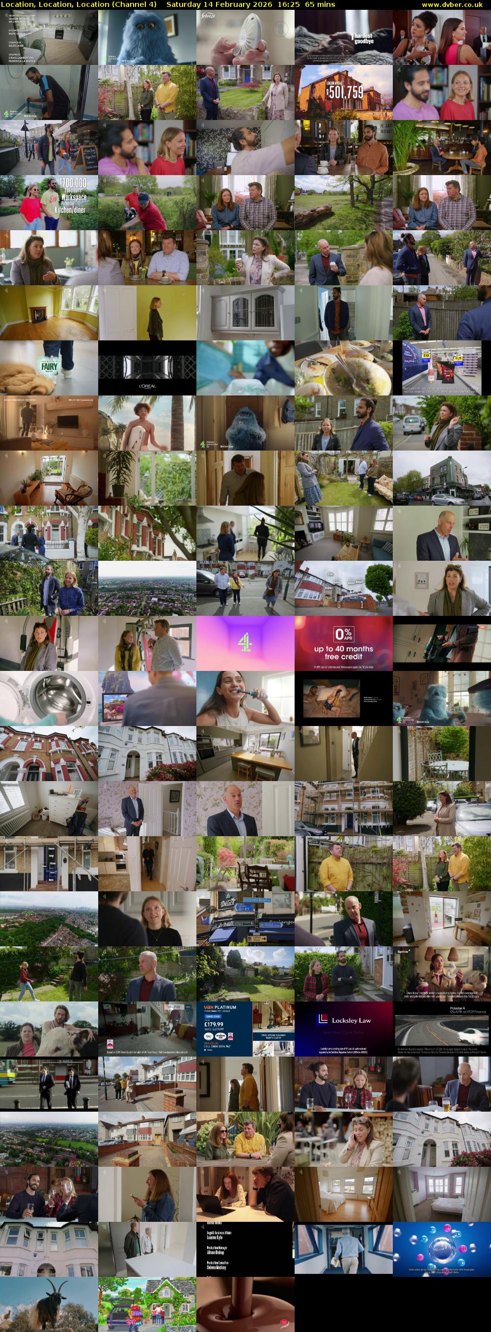 Location, Location, Location (Channel 4) Saturday 14 February 2026 16:25 - 17:30
