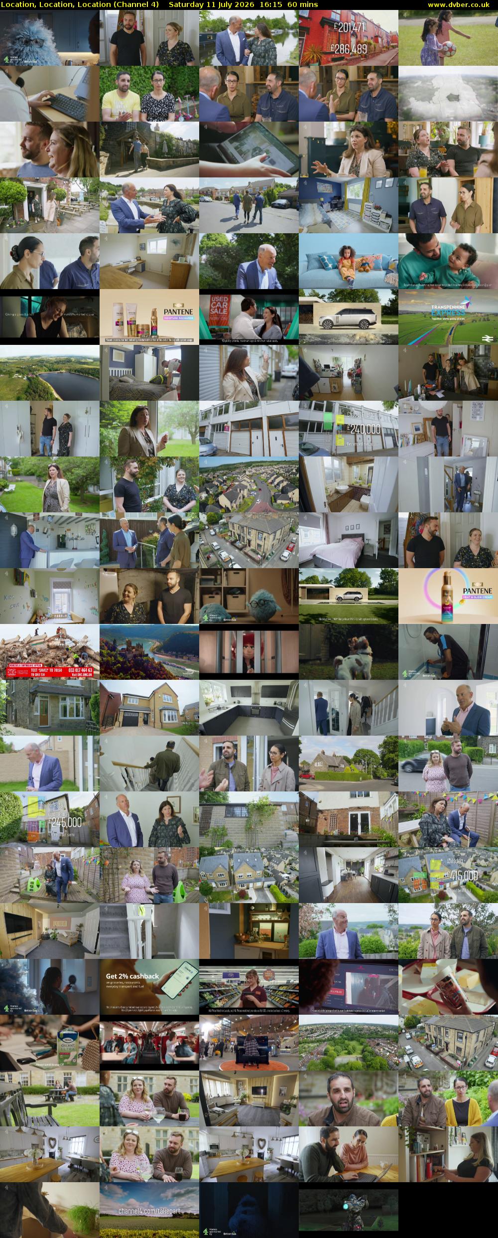Location, Location, Location (Channel 4) Saturday 11 July 2026 16:15 - 17:15