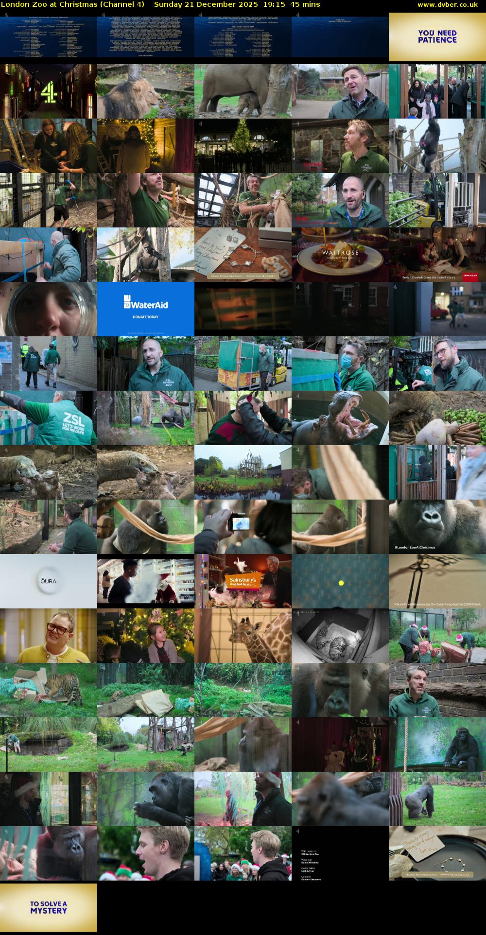 London Zoo at Christmas (Channel 4) Sunday 21 December 2025 19:15 - 20:00