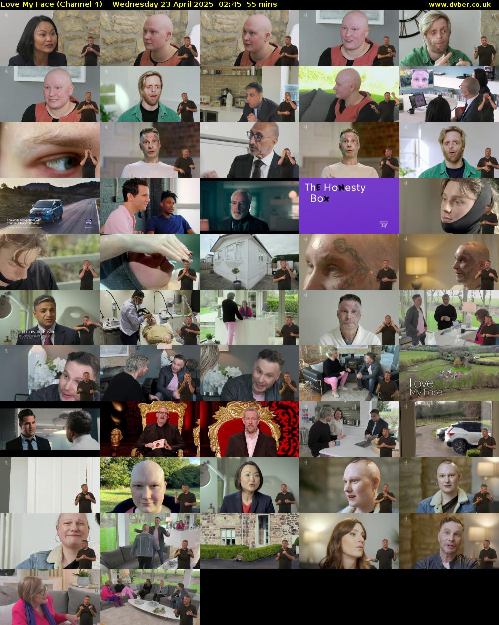 Love My Face (Channel 4) Wednesday 23 April 2025 02:45 - 03:40