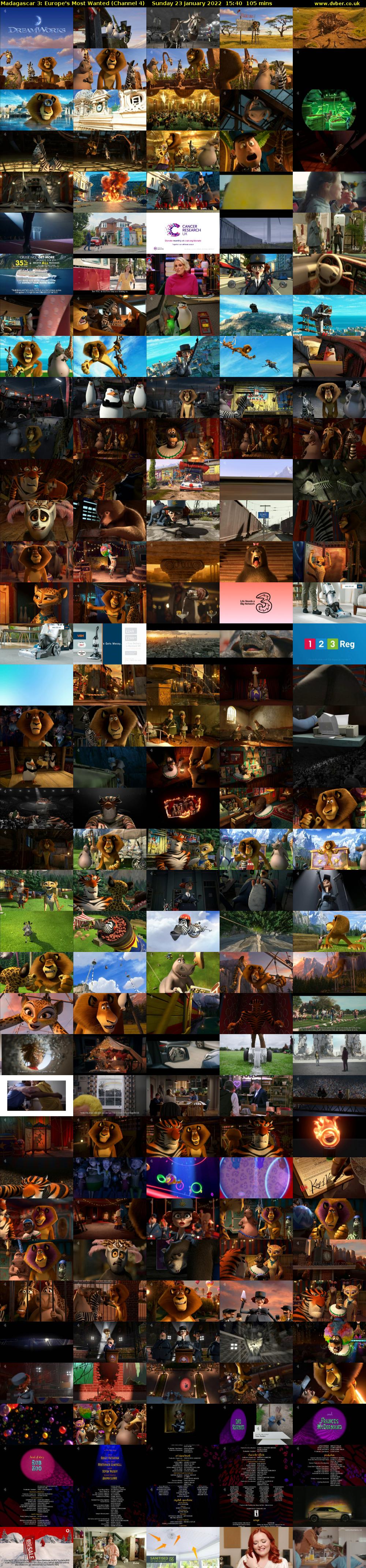 Madagascar 3: Europe's Most Wanted (Channel 4) Sunday 23 January 2022 15:40 - 17:25