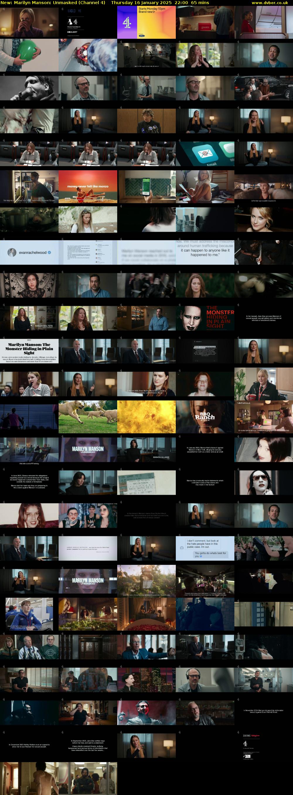Marilyn Manson: Unmasked (Channel 4) Thursday 16 January 2025 22:00 - 23:05