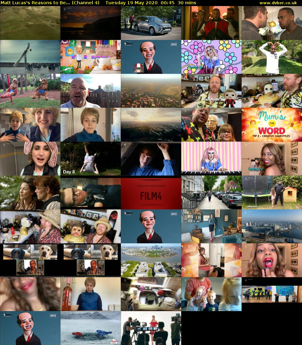 Matt Lucas's Reasons to Be... (Channel 4) Tuesday 19 May 2020 00:45 - 01:15