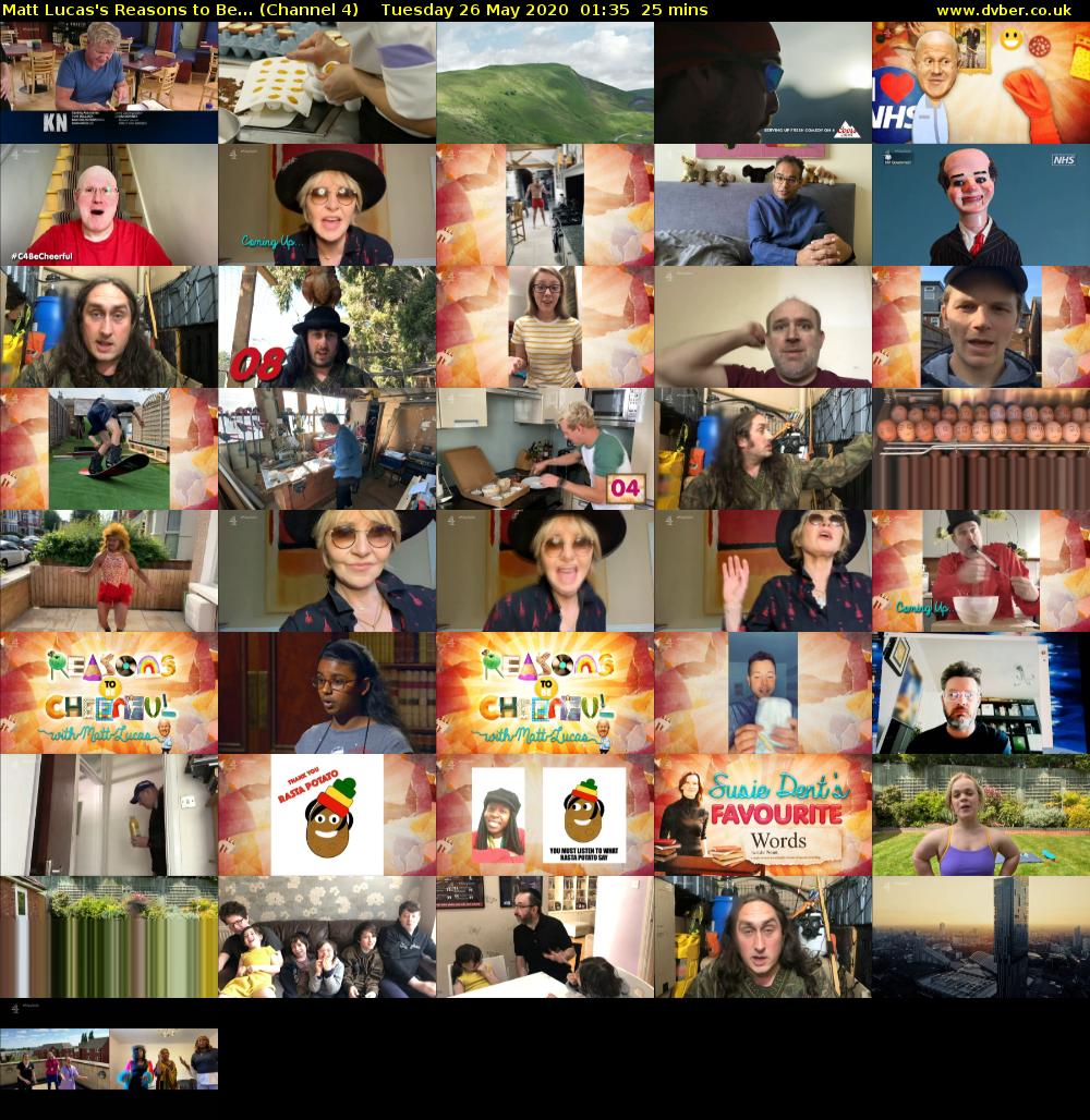 Matt Lucas's Reasons to Be... (Channel 4) Tuesday 26 May 2020 01:35 - 02:00