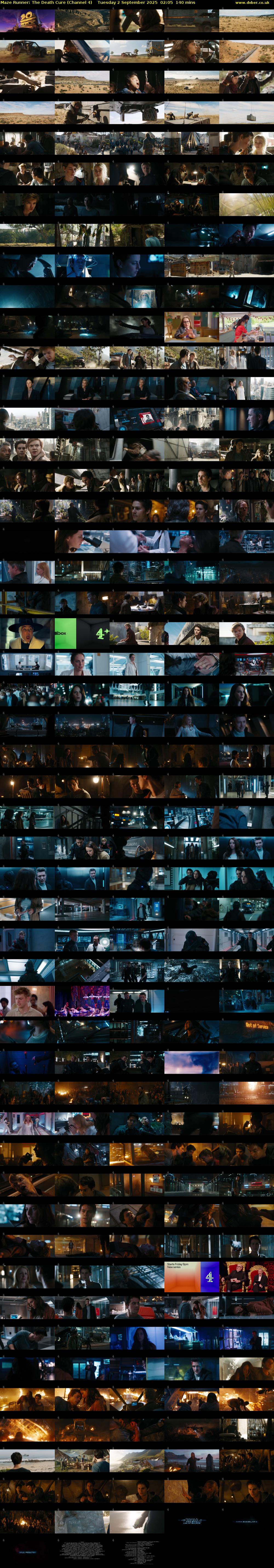 Maze Runner: The Death Cure (Channel 4) Tuesday 2 September 2025 02:05 - 04:25