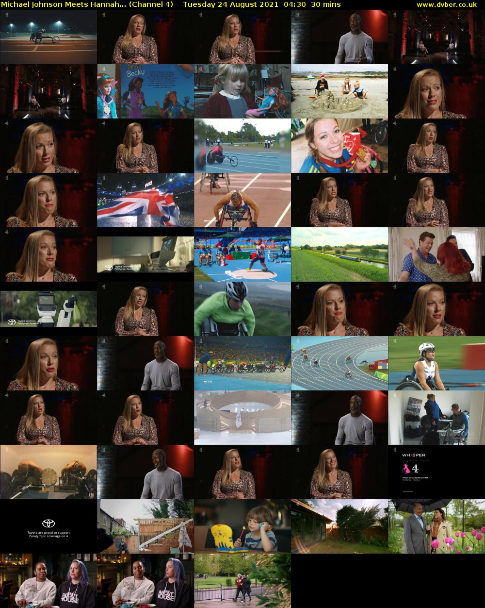 Michael Johnson Meets Hannah... (Channel 4) Tuesday 24 August 2021 04:30 - 05:00