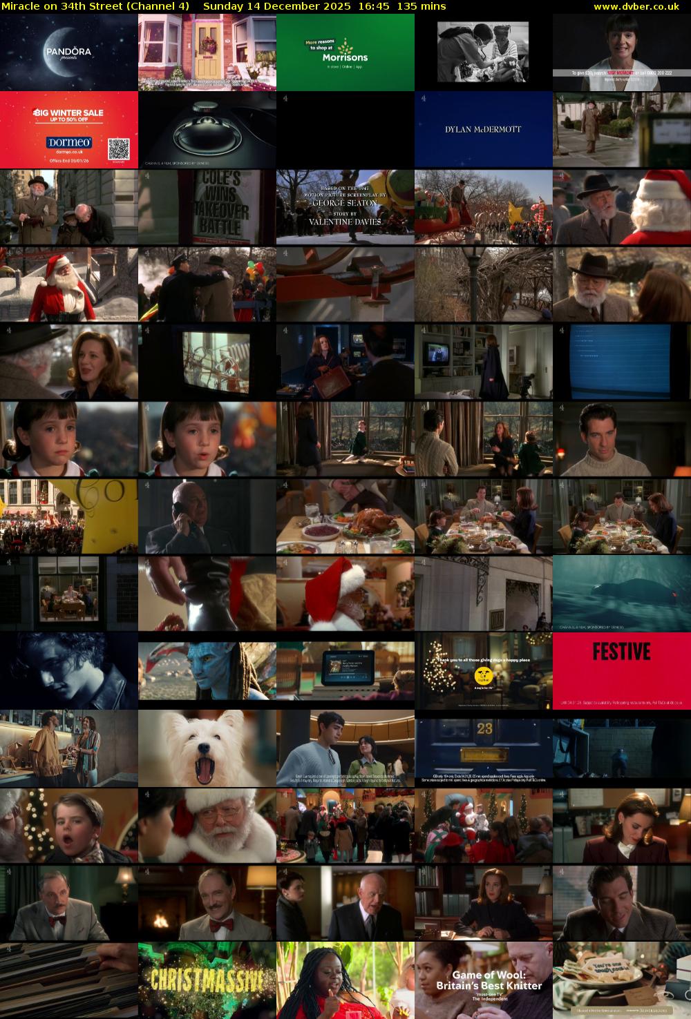 Miracle on 34th Street (Channel 4) Sunday 14 December 2025 16:45 - 19:00