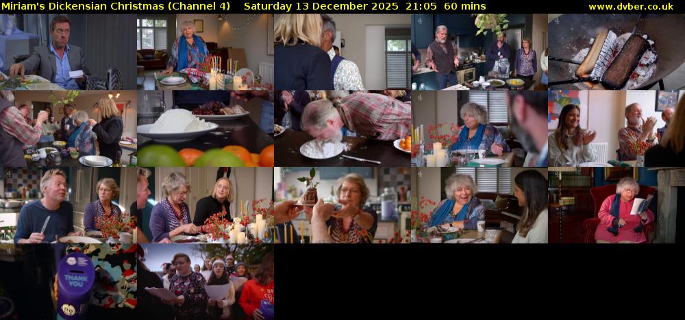 Miriam's Dickensian Christmas (Channel 4) Saturday 13 December 2025 21:05 - 22:05