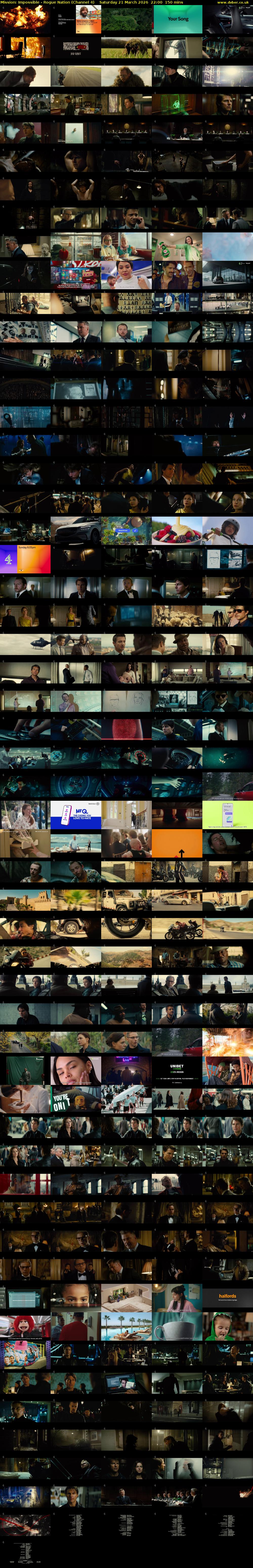 Mission: Impossible - Rogue Nation (Channel 4) Saturday 21 March 2026 22:00 - 00:30