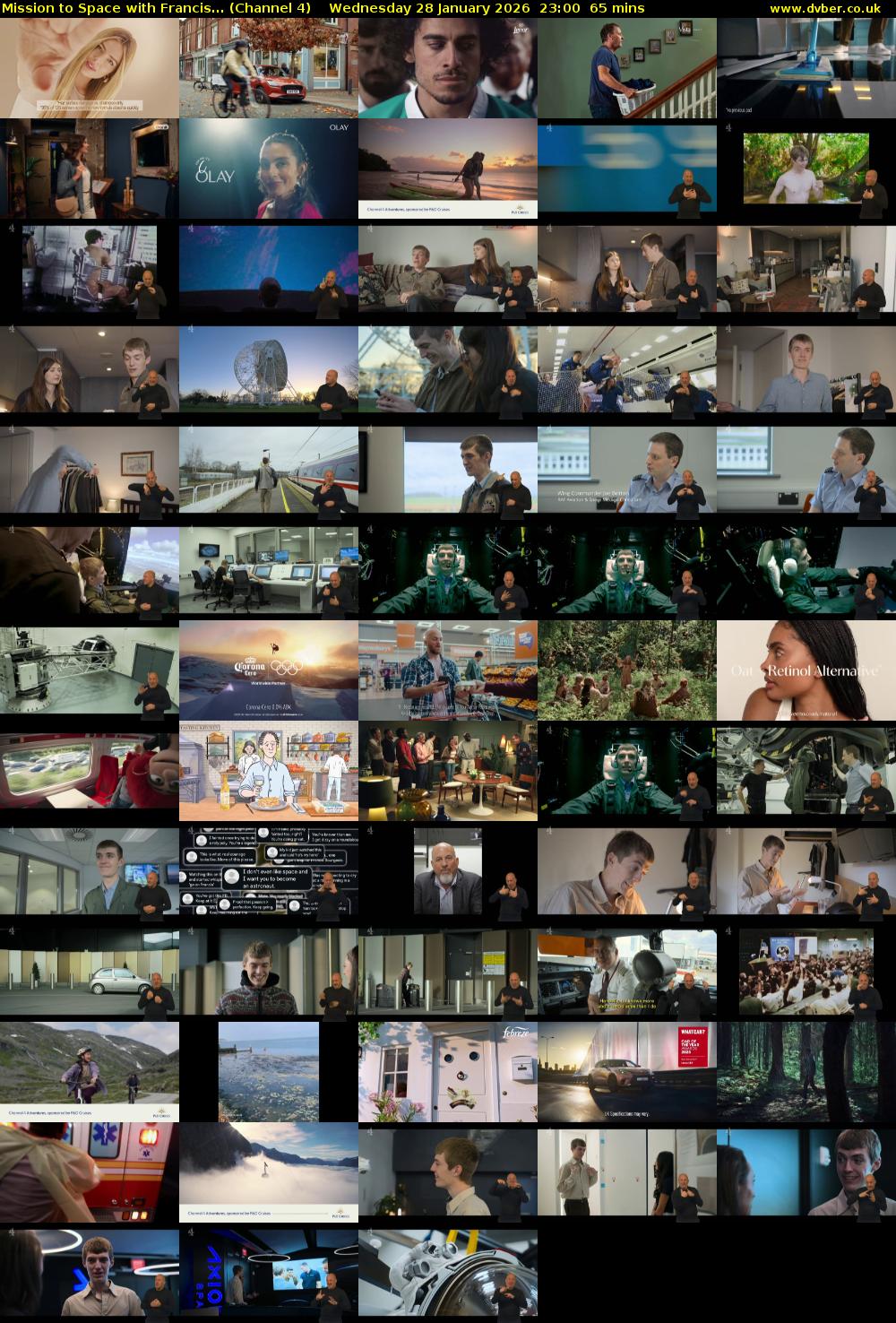 Mission to Space with Francis... (Channel 4) Wednesday 28 January 2026 23:00 - 00:05