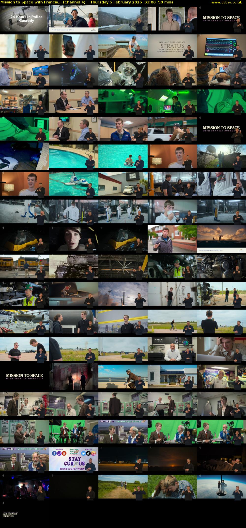 Mission to Space with Francis... (Channel 4) Thursday 5 February 2026 03:00 - 03:50