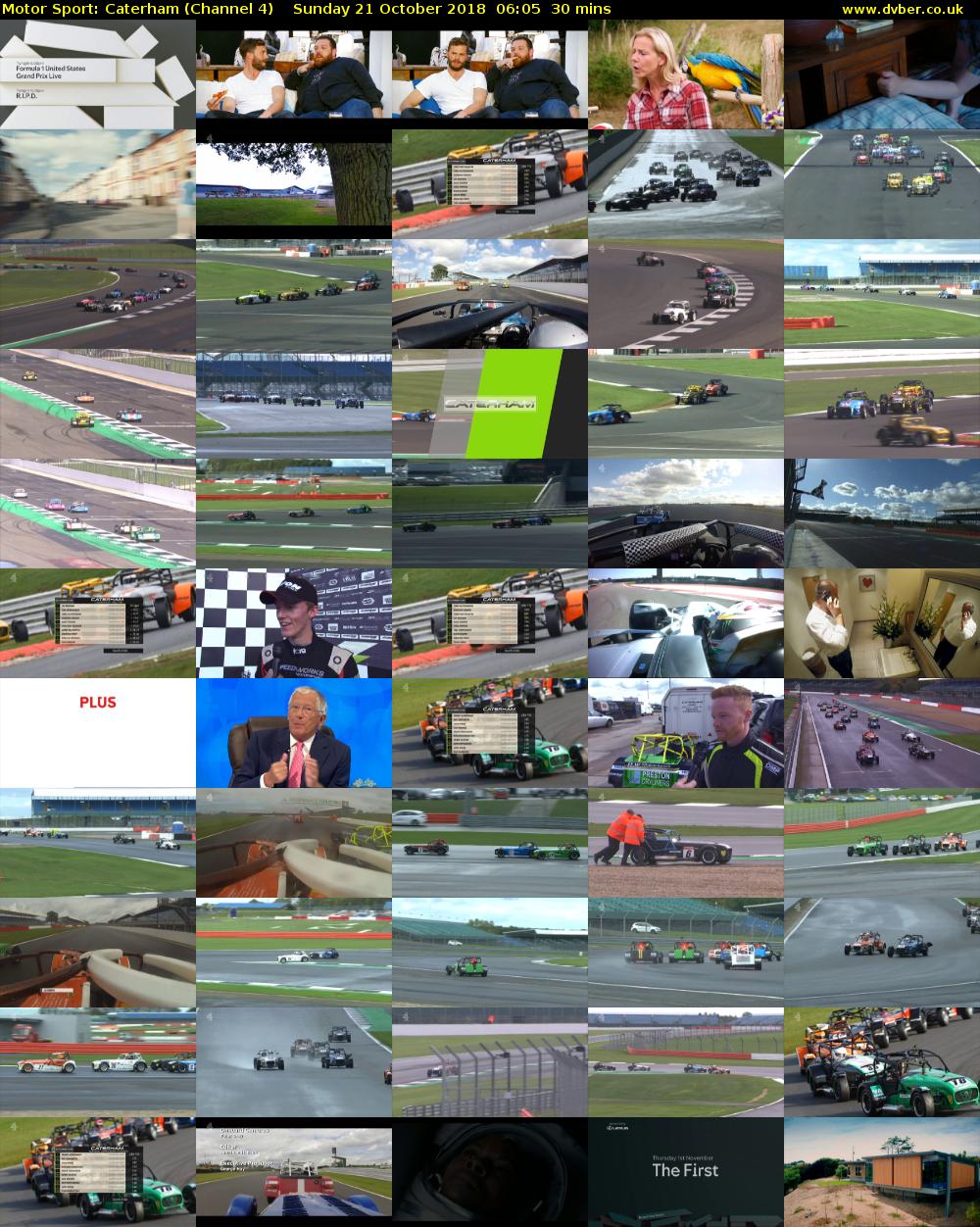 Motor Sport: Caterham (Channel 4) Sunday 21 October 2018 06:05 - 06:35