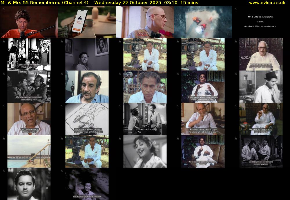 Mr & Mrs 55 Remembered (Channel 4) Wednesday 22 October 2025 03:10 - 03:25