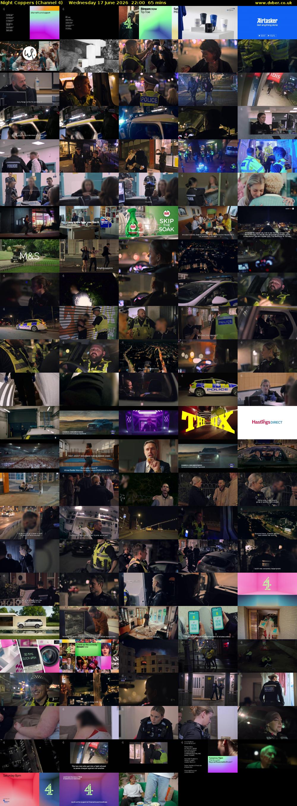 Night Coppers (Channel 4) Wednesday 17 June 2026 22:00 - 23:05