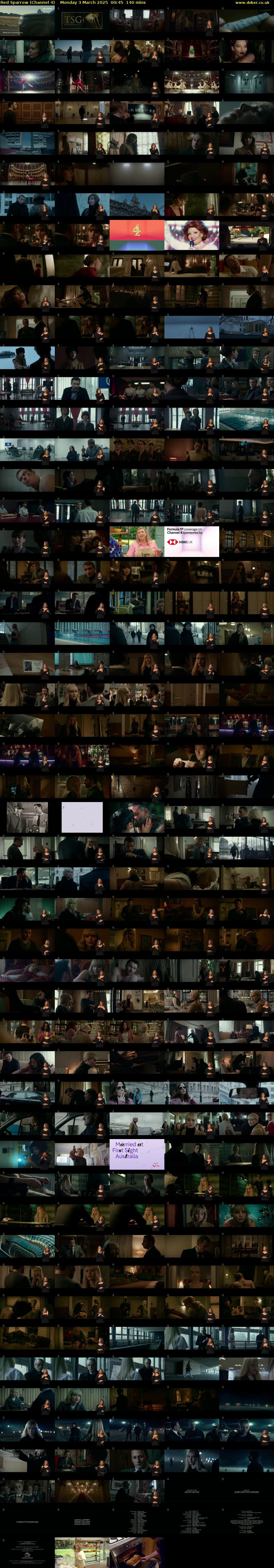 Red Sparrow (Channel 4) Monday 3 March 2025 00:45 - 03:05