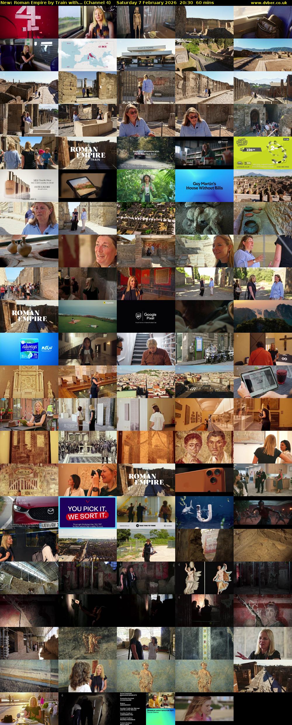 Roman Empire by Train with... (Channel 4) Saturday 7 February 2026 20:30 - 21:30