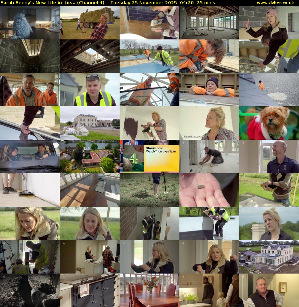 Sarah Beeny's New Life in the... (Channel 4) Tuesday 25 November 2025 04:20 - 04:45